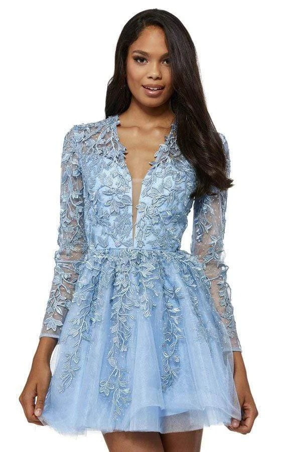 Sherri Hill - 52343 Lace Applique Long Sleeves A-Line Cocktail Dress 5 Sherri Hill - 52343 Lace Applique Long Sleeves A-Line Cocktail Dress