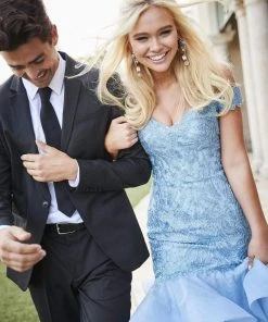 Sherri Hill - 52347 Cap Sleeved Off Shoulder Tiered Mermaid Dress