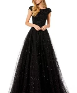 Sherri Hill - 52365 Bateau Long Black Dress