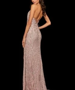 Sherri Hill - 52368 Beaded Halter Fitted Long Dress