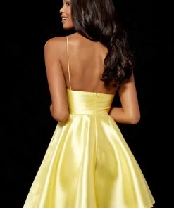 Sherri Hill - 52379 V Neck Spaghetti Straps A-Line Satin Short Dress 10 Sherri Hill - 52379 V Neck Spaghetti Straps A-Line Satin Short Dress