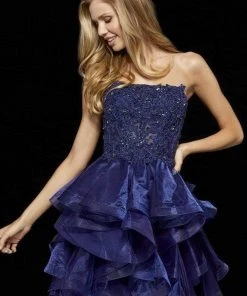 Sherri Hill - 52394 Beaded Strapless Ruffled A-Line Dress