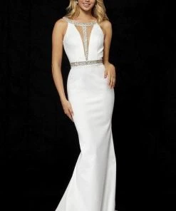 Sherri Hill - 52398 Beaded Halter Mikado Trumpet Dress