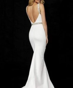 Sherri Hill - 52398 Beaded Halter Mikado Trumpet Dress