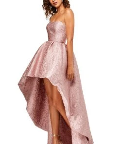 Sherri Hill - 52418 Embossed Brocade High Low Strapless Dress