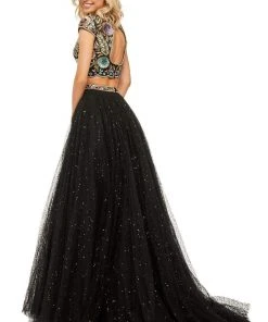 Sherri Hill - 52435 Two Piece Sequin Tulle Ballgown With Train