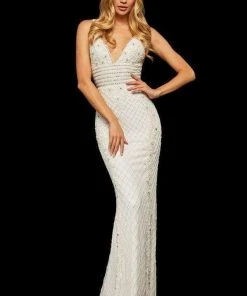 Sherri Hill - 52453 Fully Beaded V-Neck Long Evening Dress