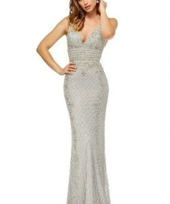 Sherri Hill - 52453 Fully Beaded V-Neck Long Evening Dress