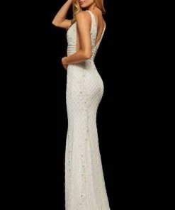 Sherri Hill - 52453 Fully Beaded V-Neck Long Evening Dress