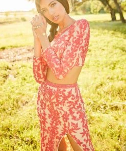 Sherri Hill - 52459 Beaded Long Sleeve Fitted High Slit Dress