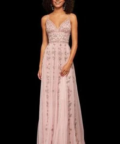 Sherri Hill - 52461 Beaded V-Neck A-Line Evening Dress