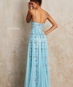 Sherri Hill - 52461 Beaded V-Neck A-Line Evening Dress