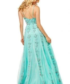 Sherri Hill - 52461 Beaded V-Neck A-Line Evening Dress