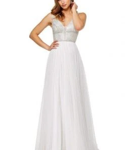 Sherri Hill - 52463 Beaded Plunging V-Neck A-Line Dress