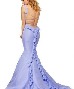 Sherri Hill - 52465 Scoop Neck Ruffled Mermaid Dress With Sexy Back