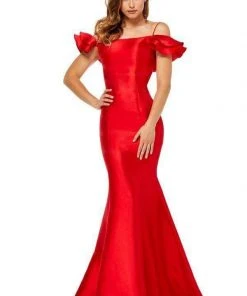 Sherri Hill - 52467 Ruffled Off The Shoulder Mikado Evening Dress