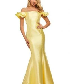 Sherri Hill - 52467 Ruffled Off The Shoulder Mikado Evening Dress