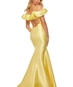 Sherri Hill - 52467 Ruffled Off The Shoulder Mikado Evening Dress