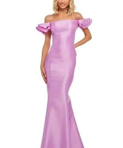 Sherri Hill - 52467 Ruffled Off The Shoulder Mikado Evening Dress