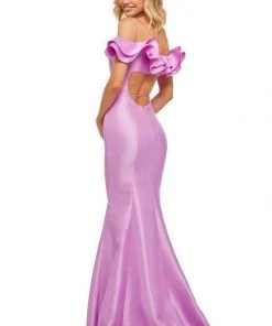 Sherri Hill - 52467 Ruffled Off The Shoulder Mikado Evening Dress