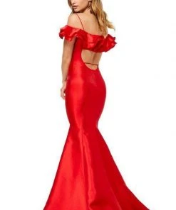 Sherri Hill - 52467 Ruffled Off The Shoulder Mikado Evening Dress