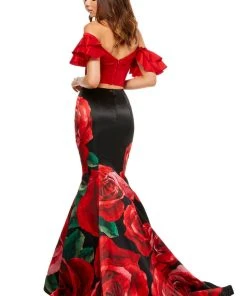 Sherri Hill - 52470 Two Piece Satin Print Dress