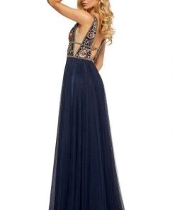 Sherri Hill - 52473 Beaded Deep V-neck Chiffon A-line Gown