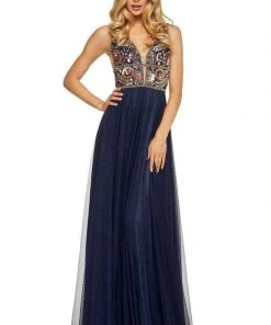 Sherri Hill - 52473 Beaded Deep V-neck Chiffon A-line Gown