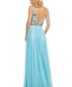 Sherri Hill - 52473 Beaded Deep V-neck Chiffon A-line Gown