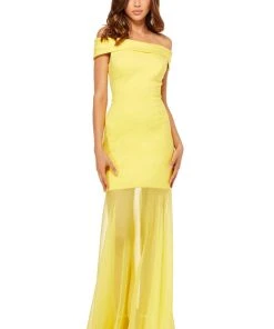 Sherri Hill - 52482 Cap Sleeve Off Shoulder Fitted Illusion Dress