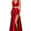 Sherri Hill - 52488 Two Piece Deep V-neck Silk Charmeuse Dress 1 Sherri Hill - 52488 Two Piece Deep V-neck Silk Charmeuse Dress