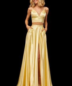 Sherri Hill - 52488 Two Piece Deep V-neck Silk Charmeuse Dress