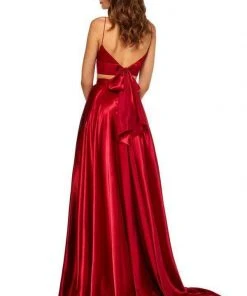 Sherri Hill - 52488 Two Piece Deep V-neck Silk Charmeuse Dress