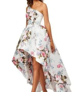 Sherri Hill - 52489 Floral Single Shoulder A-Line High Low Dress