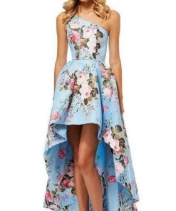 Sherri Hill - 52489 Floral Single Shoulder A-Line High Low Dress