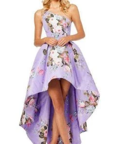 Sherri Hill - 52489 Floral Single Shoulder A-Line High Low Dress
