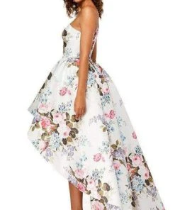 Sherri Hill - 52489 Floral Single Shoulder A-Line High Low Dress