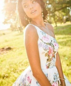 Sherri Hill - 52489 Floral Single Shoulder A-Line High Low Dress