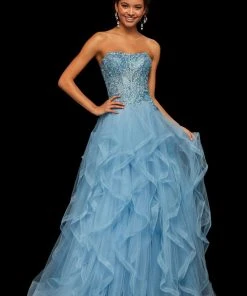 Sherri Hill - 52504 Strapless Metallic Lace Beaded Ballgown