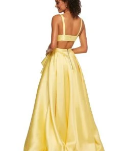 Sherri Hill - 52505 High Neckline Ruffle Front Slit A Line Dress