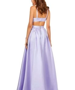 Sherri Hill - 52505 High Neckline Ruffle Front Slit A Line Dress
