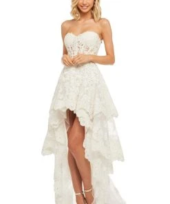 Sherri Hill - 52513 Sweetheart Lace High-Low Dress