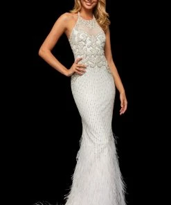 Sherri Hill - 52517 Halter Neck Beaded Trumpet Dress