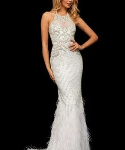 Sherri Hill - 52517 Halter Neck Beaded Trumpet Dress