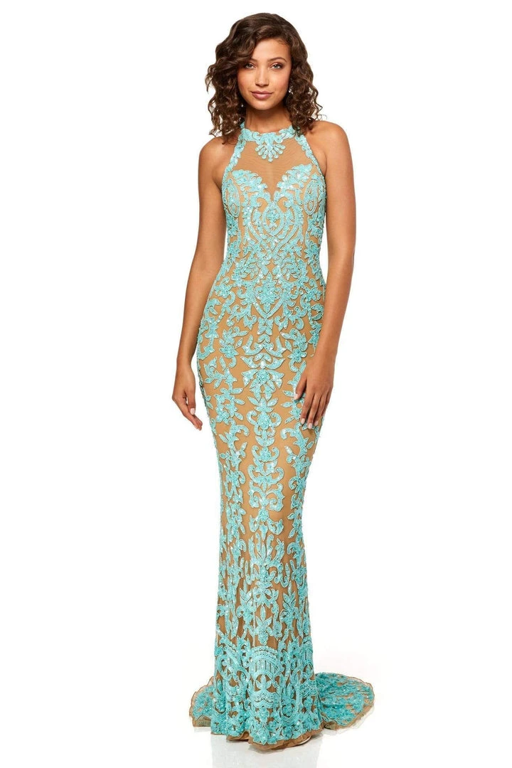 Sherri Hill - 52527 Halter Sequin Applique Long Dress 3 Sherri Hill - 52527 Halter Sequin Applique Long Dress