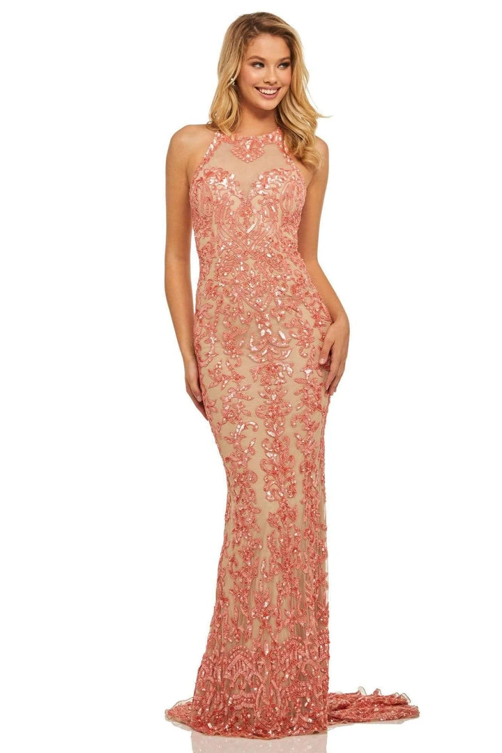 Sherri Hill - 52527 Halter Sequin Applique Long Dress 5 Sherri Hill - 52527 Halter Sequin Applique Long Dress