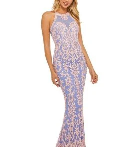 Sherri Hill - 52527 Halter Sequin Applique Long Dress 16 Sherri Hill - 52527 Halter Sequin Applique Long Dress