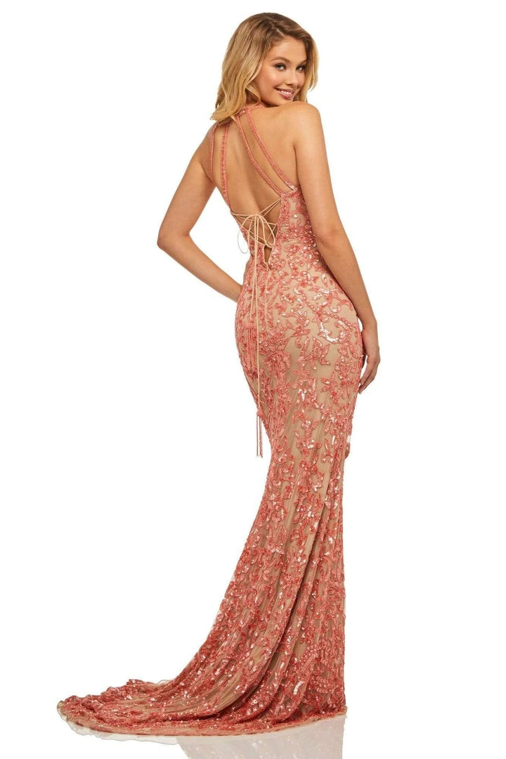 Sherri Hill - 52527 Halter Sequin Applique Long Dress 6 Sherri Hill - 52527 Halter Sequin Applique Long Dress