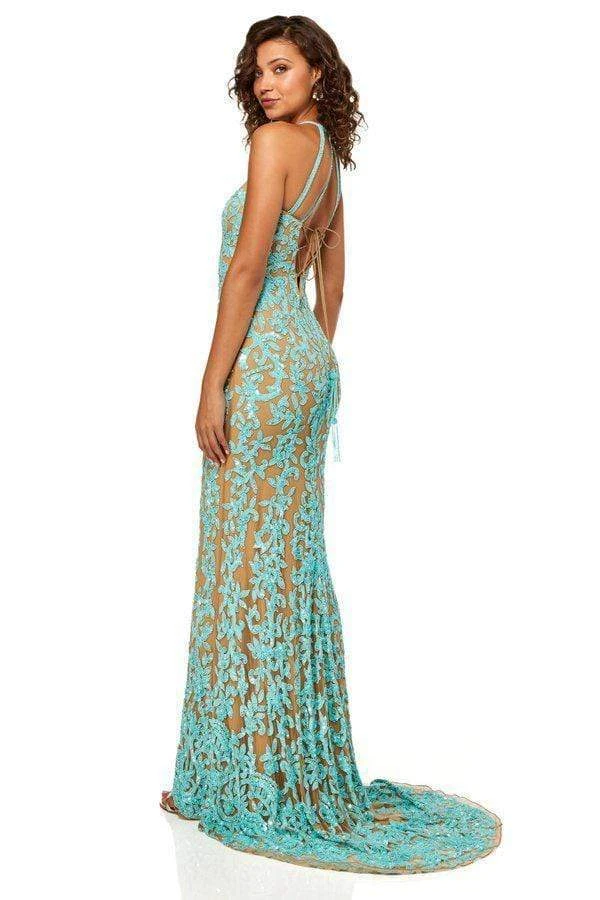 Sherri Hill - 52527 Halter Sequin Applique Long Dress 4 Sherri Hill - 52527 Halter Sequin Applique Long Dress