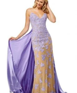 Sherri Hill - 52538 Lace Applique Deep V-neck Fitted Dress 11 Sherri Hill - 52538 Lace Applique Deep V-neck Fitted Dress